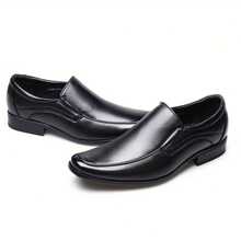 Men's Casual Loafers, Slip-On Soft Sole British Style Leather Shoes - Black - View 4
