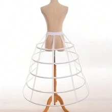 Women 5 Hoops Crinoline Hoop Cage Skirt Pannier Bustle Petticoat Fall Clothes For Women - White - View 5