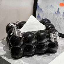 1個圓形衛生紙盒,創意實用時尚設計,適用於家庭、辦公室和汽車使用,美麗和創新的紙巾盒 - 黑色 - 查看 9