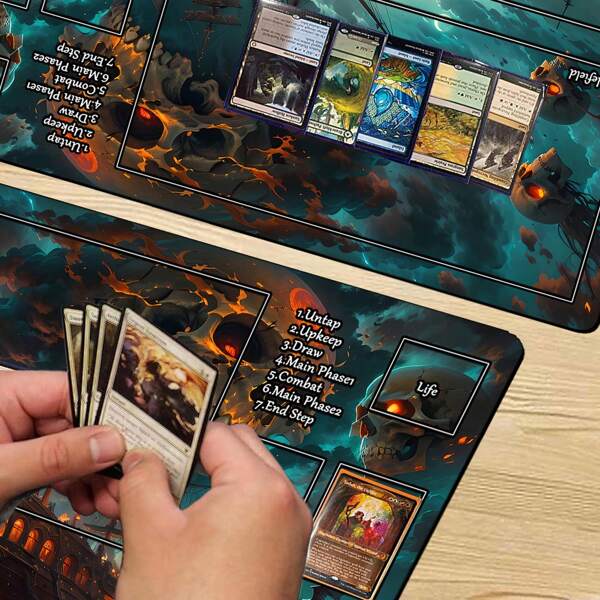 Skull Pirate Ship MTG Playmat Premium Mouse Pad Fire Desk Mat Game