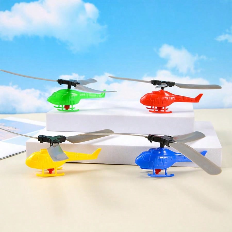 2pcs Random Flying Toys Set With Pull Line Power Airplane, Helicopter, Dragonfly And Flying