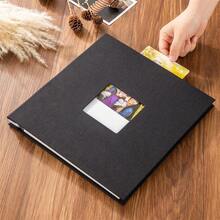 1入實色相簿包含筆,簡約大容量相片及卡片收納盒 - 黑色 - 查看 2