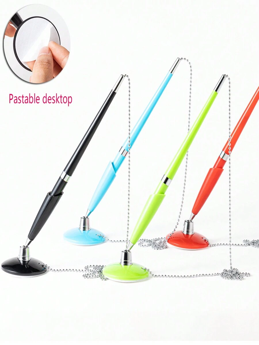 1入組塑料桌上筆，適用於銀行、酒店等場所桌面黏貼使用的固定鏈簽字筆 - 黑色 - 查看 1