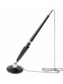 1入組塑料桌上筆，適用於銀行、酒店等場所桌面黏貼使用的固定鏈簽字筆 - 黑色 - 查看 5