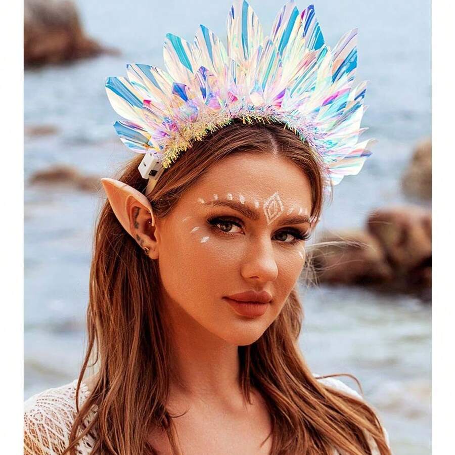 發光頭箍led光韻髮箍激光發光髮絲帶閃亮頭飾節日狂歡夜店服裝派對髮飾,女士和女孩 - 彩色 - 查看 1