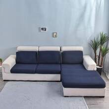 Funda De Sofá Elástica De Color Sólido, Diseño Moderno Y Simple, Adecuada Para Decoración Del Hogar Y Sala De Estar, 1 Ud. - Azul Marino - Ver 6