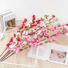 Small Peach Blossom Artificial Flowers, Garden Landscape Peach Branch Fake Flowers, White, Used For Home Gathering, Park Yard, Wedding Decoration - White - View 3