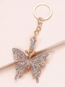 1 Llavero De De Mariposa De Diamantes De Imitación - Dorado - Ver 3