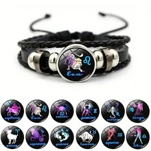1pc Luminous PU Leather Bracelet, Woven Zodiac Bracelet, Y2k Boy's Jewelry, Bracelet Jewelry, Wedding Bracelet, Boy's And Girl's Fashion Jewelry - Multicolor - View 1