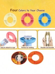 1pc Silicone Snack Bowl For Tumbler Cup, 40oz Snack Rack, Outdoor Picnic Tray, Round Fruit Plate Or Cake Display Plate - Pink - View 3