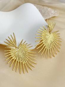 1對女性時尚典雅的法國風格鍍金不鏽鋼耳環,優雅迷人的掛耳式耳環,適合節日、聚會、情人節送禮 - 金黃色 - 查看 9