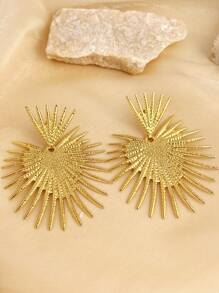 1對女性時尚典雅的法國風格鍍金不鏽鋼耳環,優雅迷人的掛耳式耳環,適合節日、聚會、情人節送禮 - 金黃色 - 查看 1