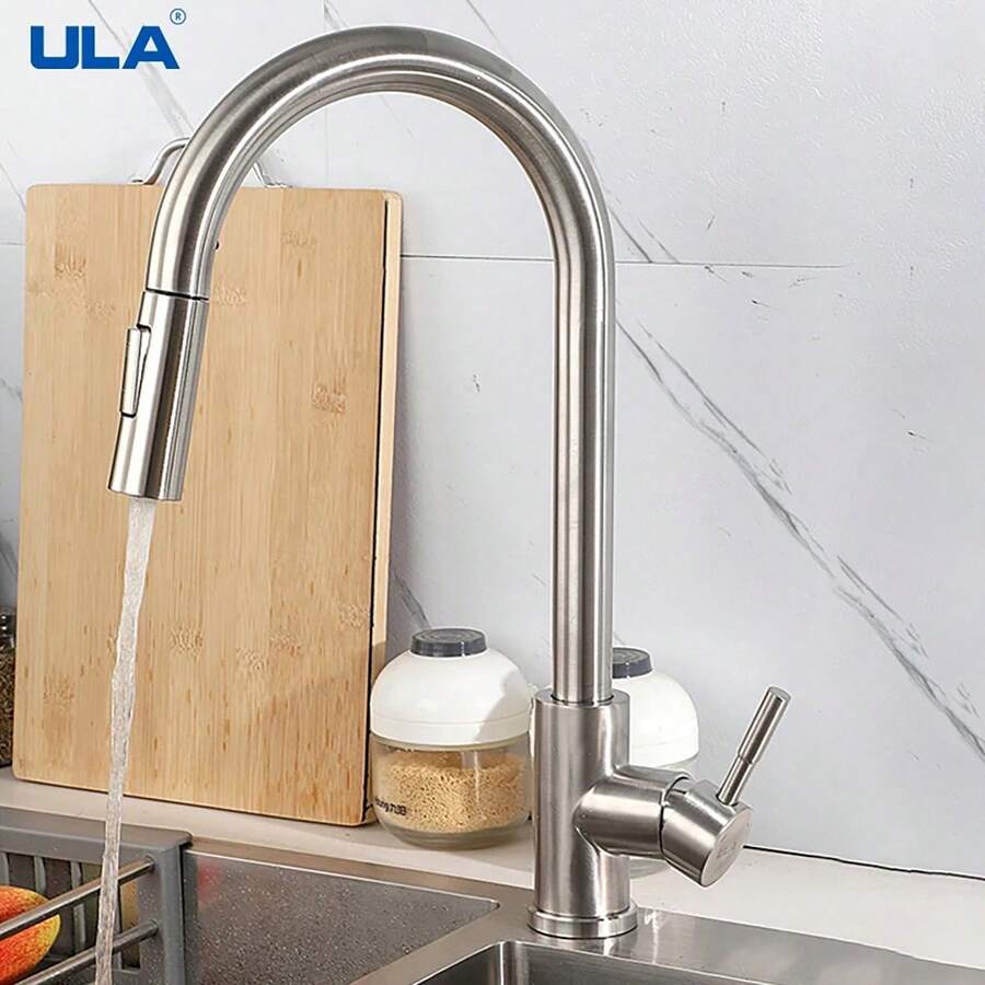 ULA 1套g1/2磨砂廚房水龍頭拉出廚房水槽龍頭,兩種功能蒸汽噴嘴頭360度旋轉廚房水龍頭torneira - 拉絲 - 查看 1