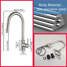 ULA 1套g1/2磨砂廚房水龍頭拉出廚房水槽龍頭,兩種功能蒸汽噴嘴頭360度旋轉廚房水龍頭torneira - 拉絲 - 查看 2