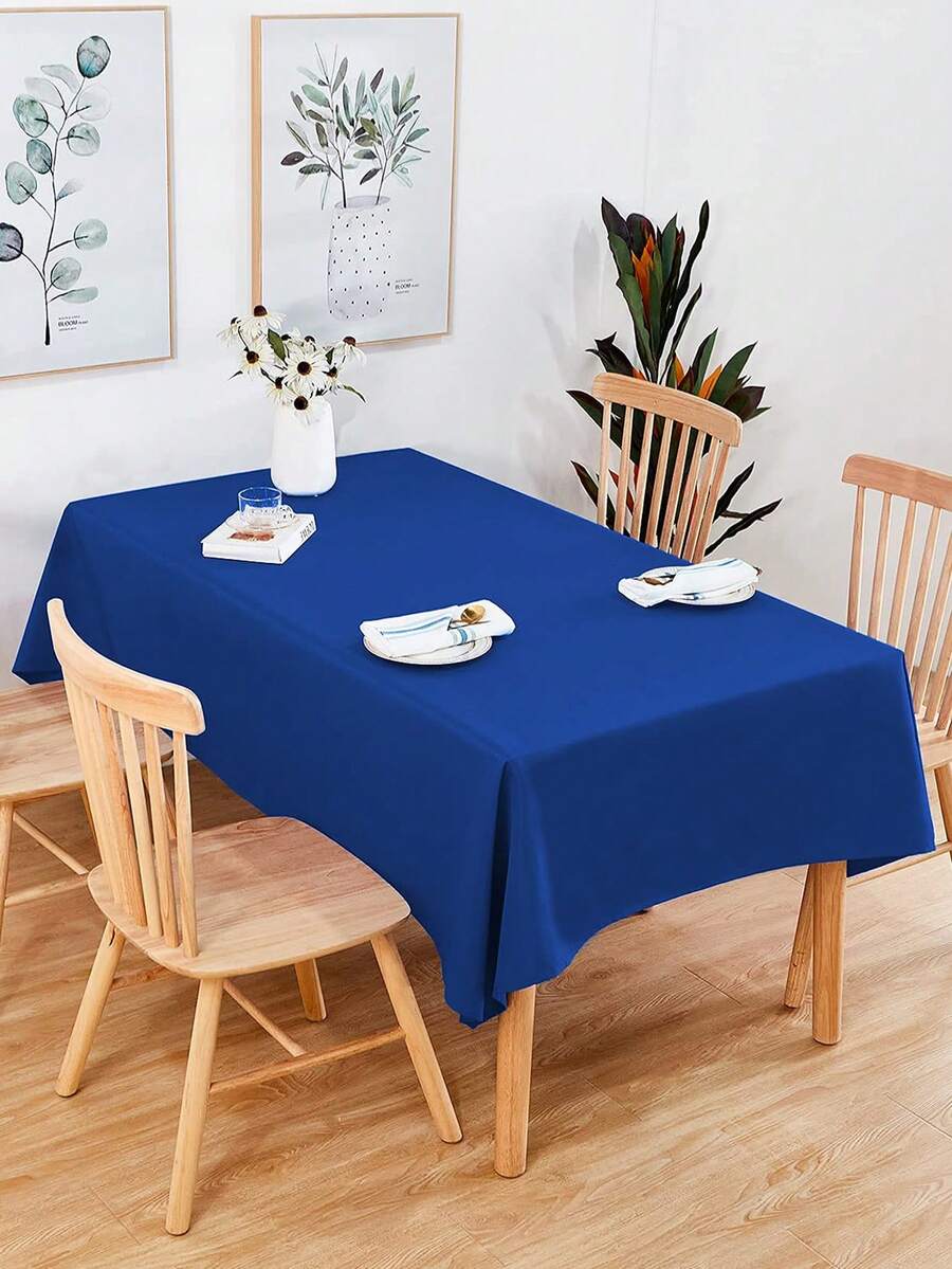 1片純色便攜輕質桌布,質感高端,多種尺寸防塵餐桌套 - 藍色 - 查看 1