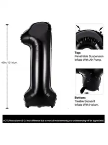 1pc 40-Inch Black Number 0-9 Balloons, Holiday Decoration, Christmas - Black - View 4