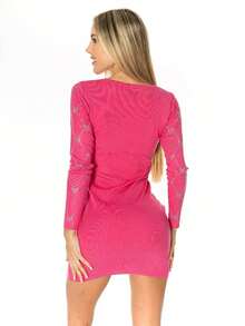 Vestido Ajustado Brillos de Corazones - Rosa - Ver 4