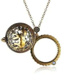 1只便攜式復古放大鏡吊墜項鍊,適用於圖書館閱讀、小字體、放大鏡、視力增強、珠寶首飾和禮品（生命之樹、大象、貓頭鷹） - x633大象 - 查看 2