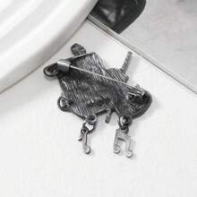 1個復古風格的鋅合金音符和吉他造型胸針 - 復古銀色 - 查看 4