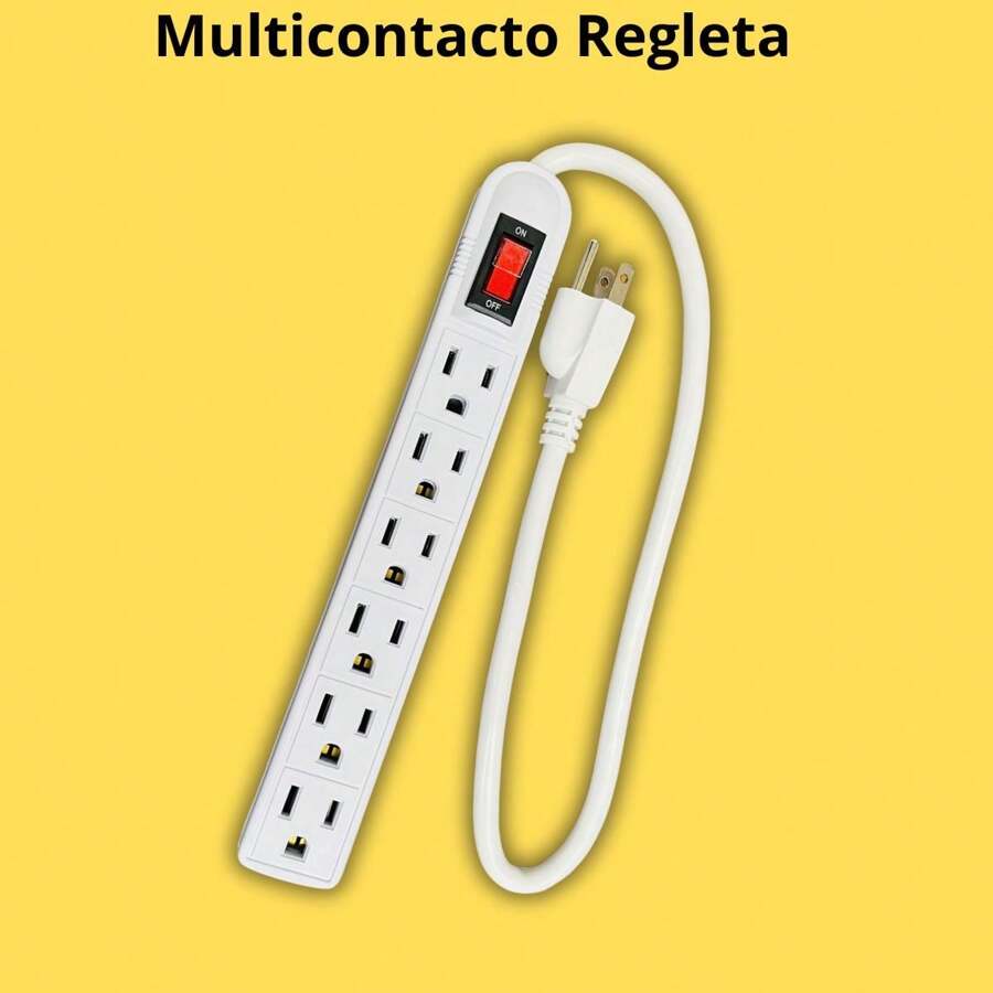 Multicontacto Regleta Extensión Eléctrica 6 Entradas - Blanco - Ver 1