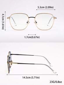 1 件装男士时尚齿轮框金属眼镜 - 彩色 - 查看 8