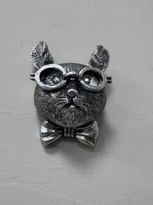 1個銀色紳士老鼠頭裝飾掛墻樹脂製品 - 銀色 - 查看 4