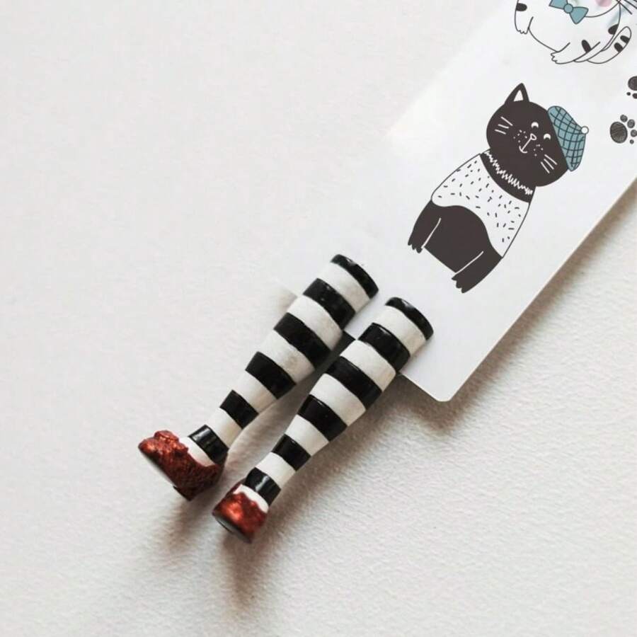 1 件 3D 高跟鞋书签 18*5 厘米腿手工书签书本爱好者办公室学校用品文具 - 黑與白 - 查看 1