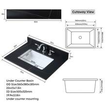 Montary Bathroom Vanity Top With Undermounted Large Ceramic Sink & Backsplash, Sintered Stone Artificial Marble Vanity Sink Tops Black Gold - 31"x 22"-3 lỗ - Xem 7
