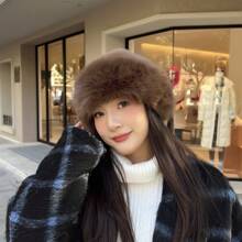 New Plush Mongolian Hat Ladies Autumn And Winter Cold Warm Atmosphere With Cute Plush Hats - Black - View 3