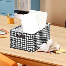 1入迷你收納籃,混合收納盒,無紡布製貼身收納袋適用於化妝品,書籍,玩具,家居裝飾,衣櫥收納盒 - 千鳥格布藝收納筐 - 查看 8