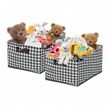 1入迷你收納籃,混合收納盒,無紡布製貼身收納袋適用於化妝品,書籍,玩具,家居裝飾,衣櫥收納盒 - 千鳥格布藝收納筐 - 查看 7