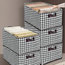 1入迷你收納籃,混合收納盒,無紡布製貼身收納袋適用於化妝品,書籍,玩具,家居裝飾,衣櫥收納盒 - 千鳥格布藝收納筐 - 查看 1