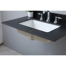 Montary Bathroom Vanity Top With Undermounted Large Ceramic Sink & Backsplash, Sintered Stone Artificial Marble Vanity Sink Tops Black Gold - 31"x 22"-3 lỗ - Xem 3