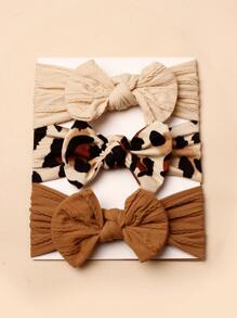 3 pièces Serre-têtes avec nœud en imprimé léopard en nylon pour bébés (carte en papier pour décoration) Amour Saint-Valentin