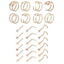 40入組20g 316l不鏽鋼鼻環圈鼻釘穿孔套裝唇/鼻/唇珠寶玫瑰金 - 玫瑰金 - 查看 1