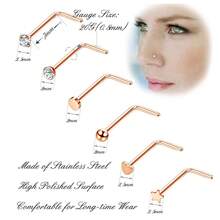 40入組20g 316l不鏽鋼鼻環圈鼻釘穿孔套裝唇/鼻/唇珠寶玫瑰金 - 玫瑰金 - 查看 3