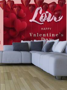 1pc  Valentine'S Day Happy Banner, Love Decoration Wallpaper, Valentine'S Day Background Valentine'S Day Party Decoration - Red - View 1