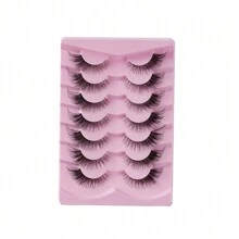 7對/組a26斜切隱形幹蒟蒻假睫毛,自然濃密,適用於睫毛移植和3d眼妝 - 濃密款 - 查看 3