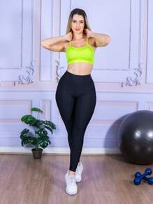 Women Sports Bras - Lime Green - View 5