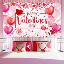 1pc 1.1*1.8m Polyester Happy Valentine's Day Banner For Valentine's Day Party Decoration - Valentine's Day Background Cloth Type D - View 5
