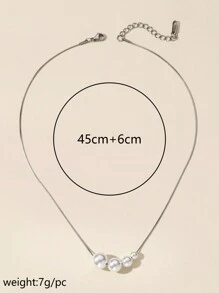 1入不褪色不退色的不銹鋼蛇骨鍊搭配人工珍珠的基礎女士項鍊 - 珍珠吊墜 - 查看 6