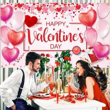 1pc 1.1*1.8m Polyester Happy Valentine's Day Banner For Valentine's Day Party Decoration - Valentine's Day Background Cloth Type D - View 6