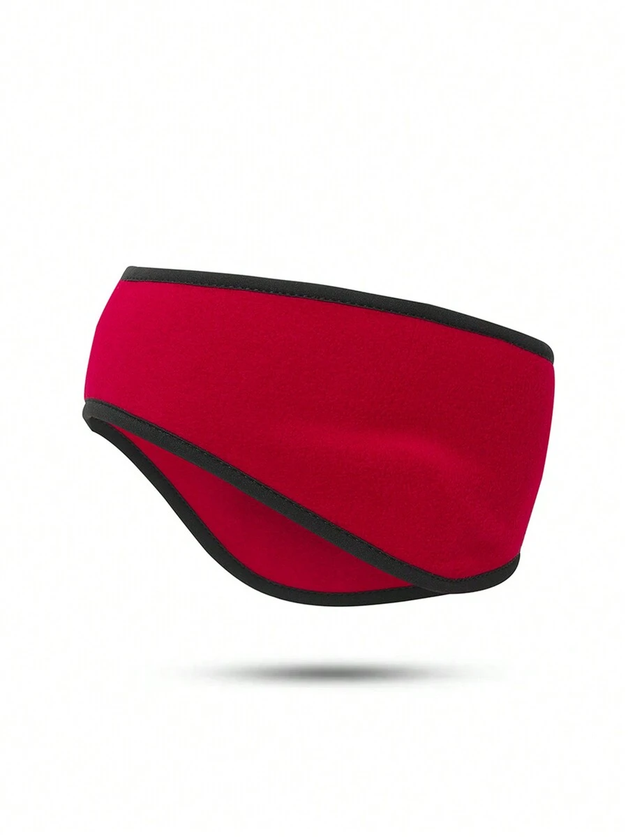 1pc Red Winter Fleece Ear Warmer Headband For Outdoor Sports, Running, Cycling, Warm & Windproof Head Wrap - Red - View 1