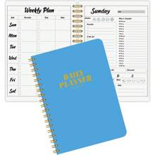 Weekly Planner Notebook To Do List Notebook Undated 7 Days Planner For Work Hourly Schedule Appointment Book With Meal Plan, Expense Tracker, Priorities, Water Intake,Budget Planner,Daily Planner - Blue - View 1