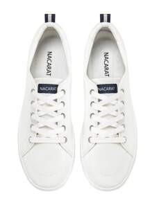 Nacarat女士休閒帆布系帶低幫運動鞋,全季節柔軟防滑輕便耐用運動鞋 - 白色 - 查看 5