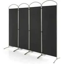 Foldable Room Divider, 188 Cm Privacy Screen With Metal Frame, Partition Wall Privacy Screen For Living Room, Bedroom, Office - Black - View 1