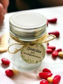 Thank You Glass Jars, PACKS OF 3,6 AND 12 PZS. Clear Glass Jar, With Silver Screw Lid, Thank You Card And Decorative Bow, Memory Jar, Jars For Sweets, Chocolates. Gift Jars, Souvenirs... - 12個 - 查看 3