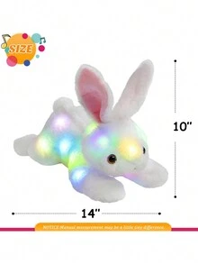 1隻白色發光毛絨兔子玩具娃娃,使用柔軟逼真的聚酯纖維製成,可愛的禮物批發,適用於兔年吉祥物 - 白色 - 查看 3