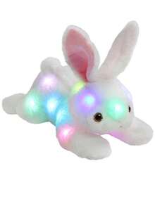 1隻白色發光毛絨兔子玩具娃娃,使用柔軟逼真的聚酯纖維製成,可愛的禮物批發,適用於兔年吉祥物 - 白色 - 查看 2