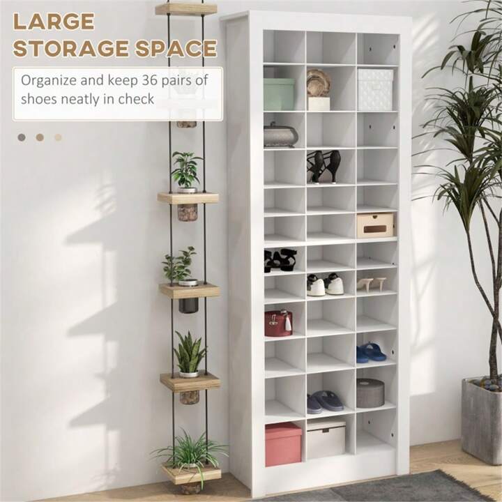 Elegant White Shoe Storage Cabinet, Space-Saving Solution